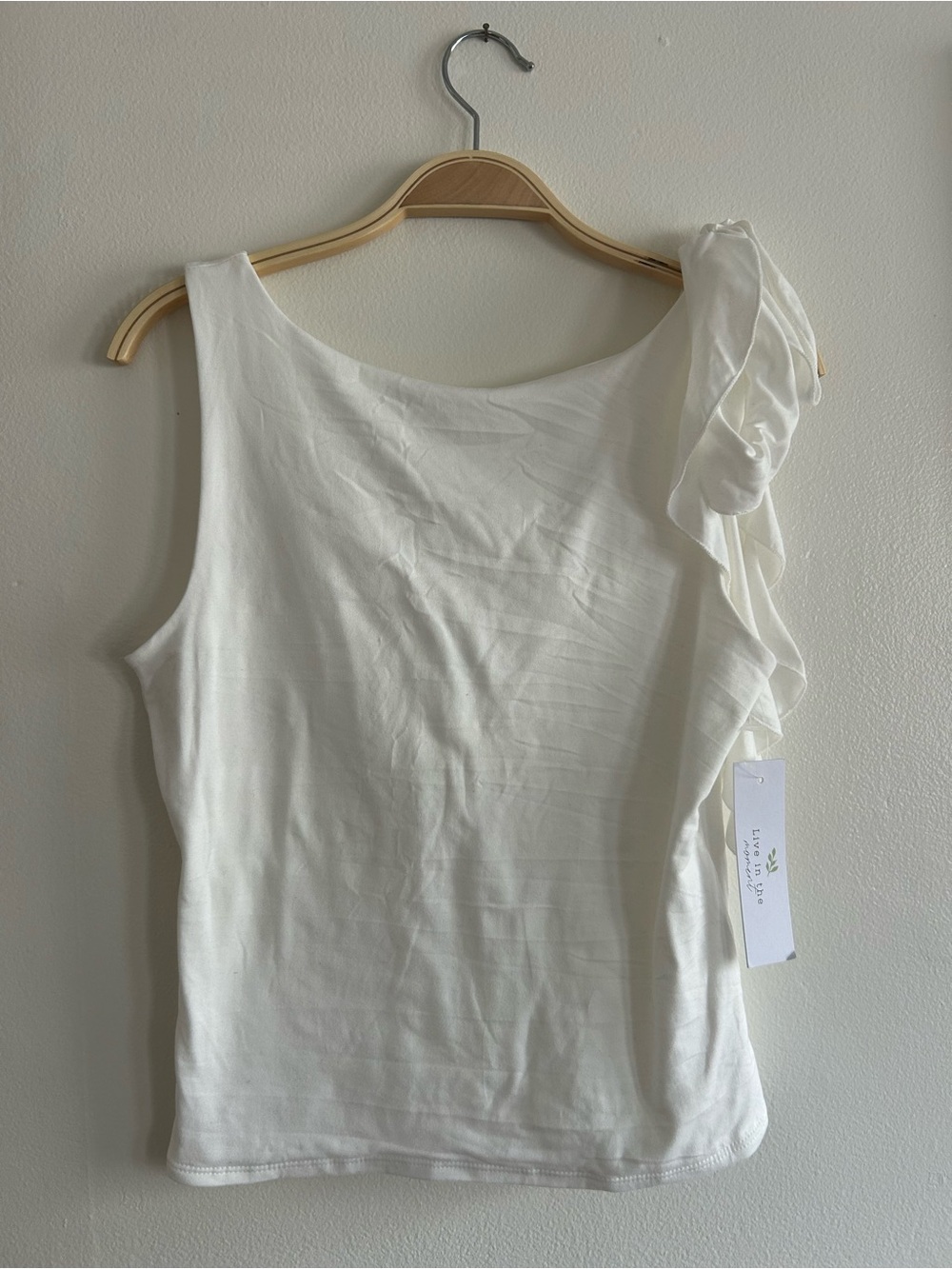 NWT White Shoulder Ruffle Tank Top